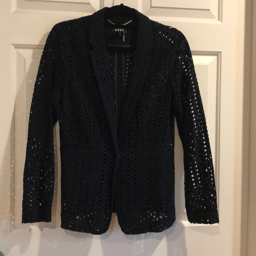 Super cute DKNY navy eyelet blazer